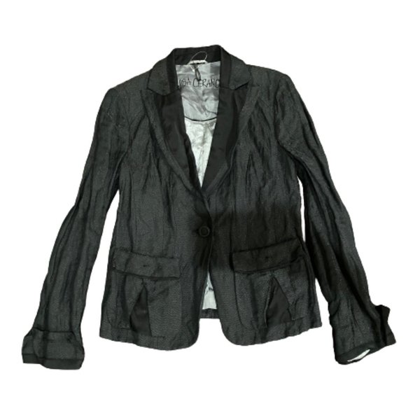 Luisa Cerano Women's Black Shimmery One Button Long Sleeve Blazer Size 10 NWOT - Picture 1 of 14